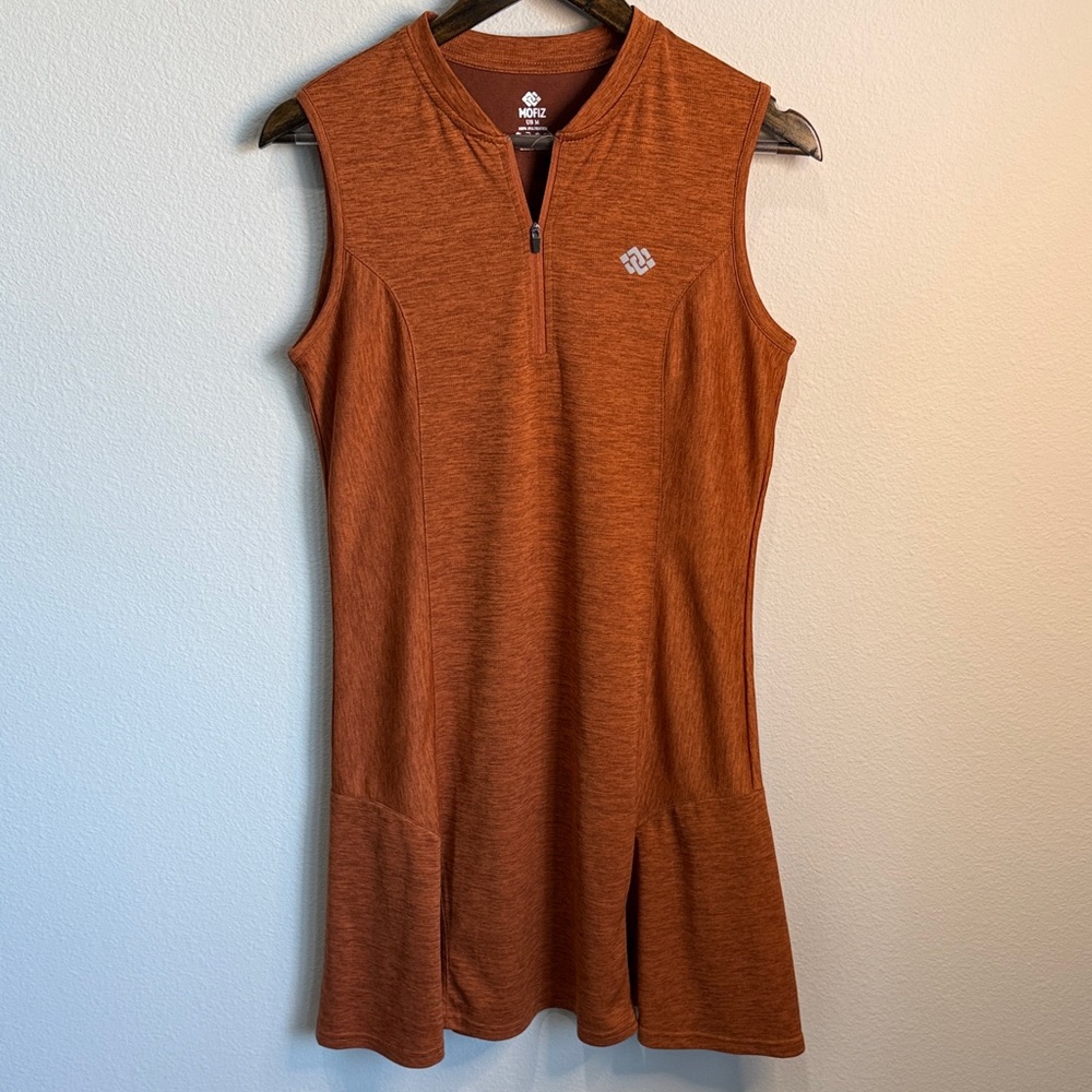 Mofiz Heathered Burnt Orange Quarter Zip fAthletic Dress Size M
